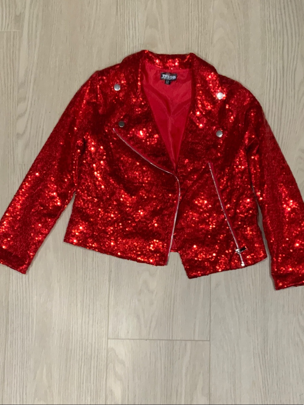 Jojo's Closet Kids Red Sequin Moto Jacket - Youth Sparkle Coat girls 7-8 holiday